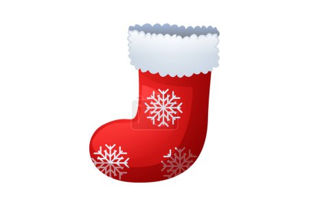 Téléchargez les illustrations : Sticker de chaussette de Noël rouge Design - en licence libre de droit