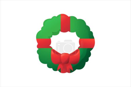 Illustration for Christmas Wreath with Ribbon Sticker - Royalty Free Image