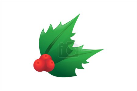 Illustration for Holly Berry Christmas Sticker Design - Royalty Free Image