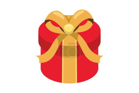 Illustration for Red Gift Box Christmas Sticker - Royalty Free Image