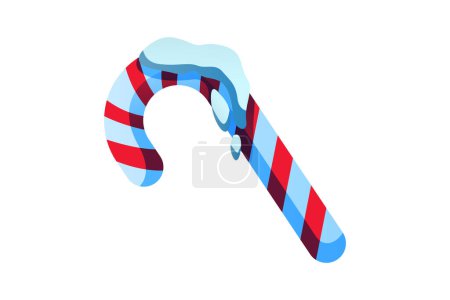 Illustration for Candy Cane Winter Sticker Design - Royalty Free Image