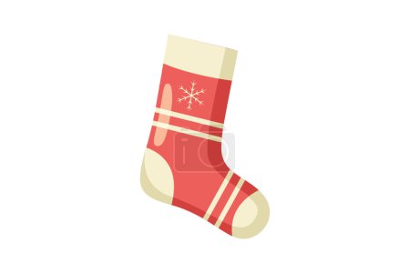Téléchargez les illustrations : Sticker d'hiver chaussette rouge Design - en licence libre de droit