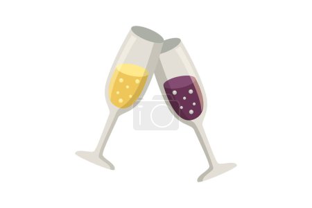 Illustration for Drink New Year Party Sticker - Royalty Free Image