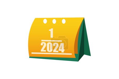Illustration for 2024 New Year Calendar Sticker - Royalty Free Image