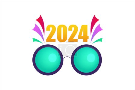 Illustration for Party Glasses Happy New Year 2024 Sticker - Royalty Free Image