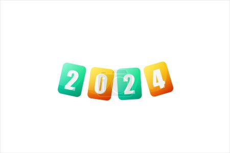 Téléchargez les illustrations : Pennant 2024 Nouvel An autocollant - en licence libre de droit