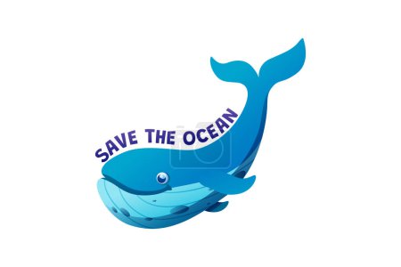 Téléchargez les illustrations : Sticker Environnemental Shark Save the Ocean - en licence libre de droit