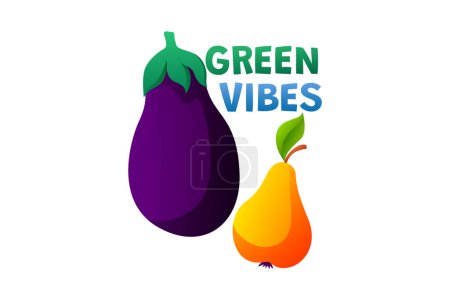 Ilustración de Etiqueta engomada ambiental vegetal de vibraciones verdes - Imagen libre de derechos