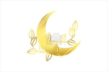 Ilustración de Diseño de etiqueta engomada metálica láser de luna floral - Imagen libre de derechos