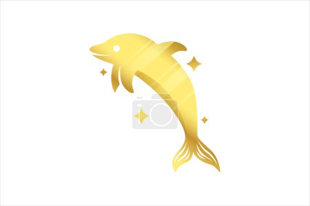 Ilustración de Diseño de pegatina metálica láser delfín - Imagen libre de derechos