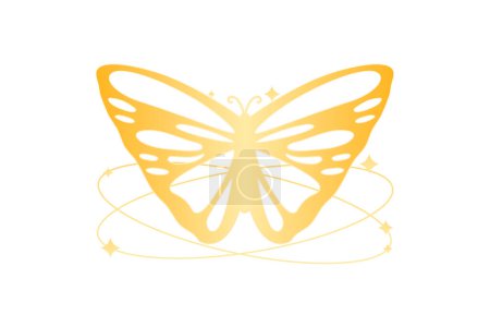 Ilustración de Diseño de la etiqueta engomada metálica láser mariposa - Imagen libre de derechos
