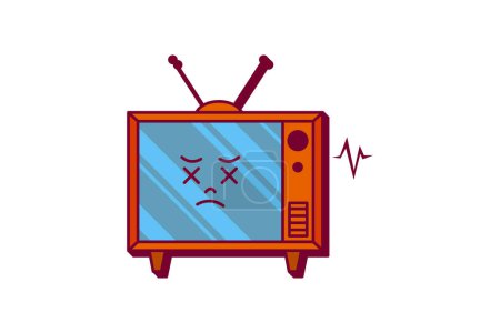 Ilustración de Televisión retro plana etiqueta engomada diseño - Imagen libre de derechos