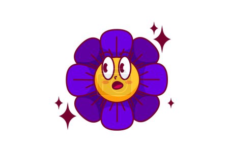 Illustration for Cute Flower Retro Flat Sticker Design - Royalty Free Image