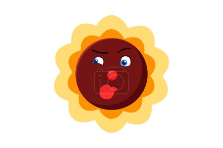 Illustration for Sun Flower Funny and Weird Sticker - Royalty Free Image