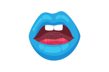 Illustration for Blue Mouth Funny Sticker Design - Royalty Free Image
