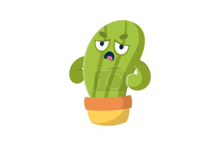 Téléchargez les illustrations : Sticker Cactus mignon drôle et bizarre - en licence libre de droit