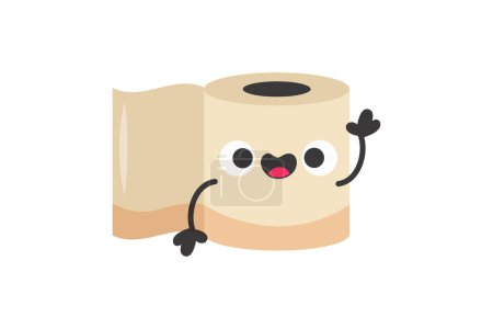 Illustration for Cute Tissue Roll Funny and Weird Sticker - Royalty Free Image