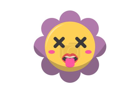 Illustration for Cute Sun Flower Funny and Weird Sticker - Royalty Free Image