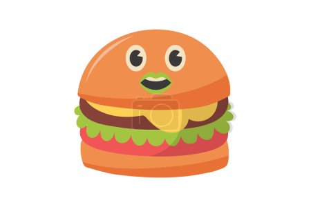 Ilustración de Linda hamburguesa divertida y extraña etiqueta - Imagen libre de derechos