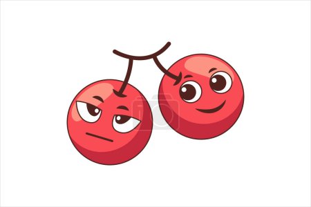 Illustration for Cute Cherry Funny Flat Sticker Design - Royalty Free Image