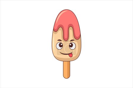 Illustration for Cute Ice Cream Funny Flat Sticker Design - Royalty Free Image