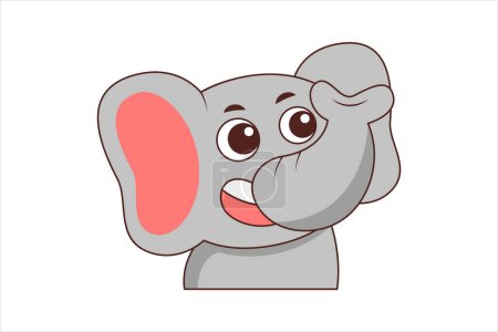 Ilustración de Lindo elefante divertido plana etiqueta engomada diseño - Imagen libre de derechos