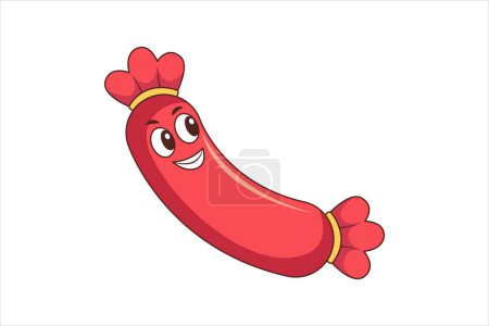 Illustration for Cute Sausage Funny Flat Sticker Design - Royalty Free Image