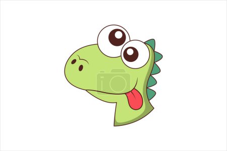 Illustration for Cute Dinosaur Funny Flat Sticker Design - Royalty Free Image
