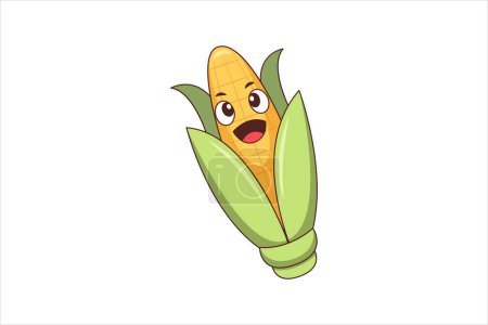 Illustration for Cute Corn Funny Flat Sticker Design - Royalty Free Image