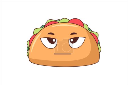 Illustration for Cute Taco Funny Flat Sticker Design - Royalty Free Image