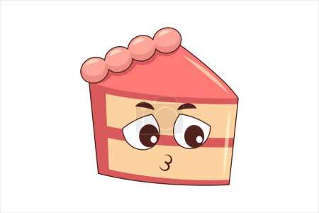 Illustration for Cute Cake Funny Flat Sticker Design - Royalty Free Image