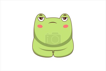 Téléchargez les illustrations : Sticker plat drôle de grenouille mignon Design - en licence libre de droit