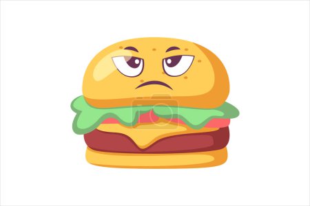 Illustration for Cute Burger Funny Flat Sticker Design - Royalty Free Image