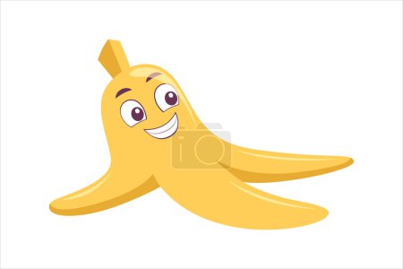 Illustration for Cute Banana Peel Funny Flat Sticker Design - Royalty Free Image