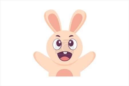 Téléchargez les illustrations : Sticker plat drôle de lapin mignon Design - en licence libre de droit