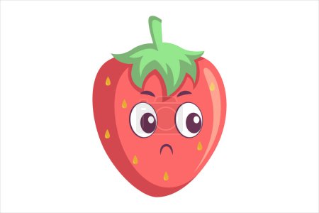 Illustration for Cute Strawberry Funny Flat Sticker Design - Royalty Free Image