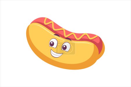 Illustration for Cute Hotdog Funny Flat Sticker Design - Royalty Free Image