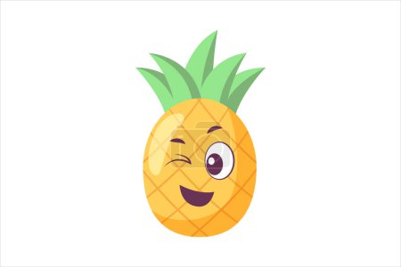 Illustration for Cute Pineapple Funny Flat Sticker Design - Royalty Free Image