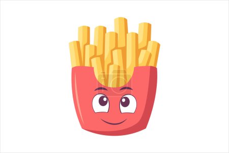 Illustration for Cute French Fries Funny Flat Sticker Design - Royalty Free Image