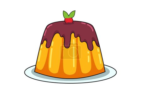 Illustration for Sweet Pudding Funny Flat Sticker Design - Royalty Free Image