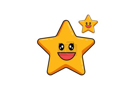 Téléchargez les illustrations : Sticker plat drôle étoile mignon Design - en licence libre de droit