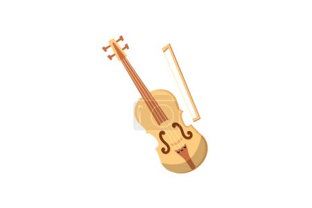 Illustration for Violin Musical Instrument Flat Sticker Design - Royalty Free Image
