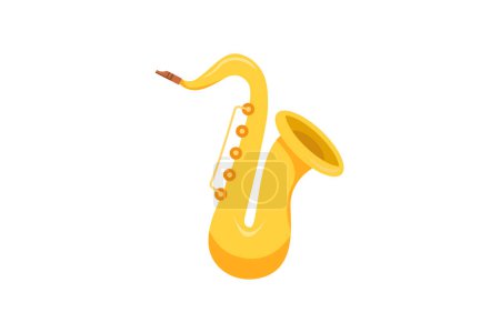 Illustration for Saxophone Musical Instrument Flat Sticker Design - Royalty Free Image
