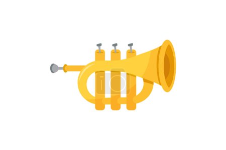 Illustration for Trumpet Musical Instrument Flat Sticker Design - Royalty Free Image