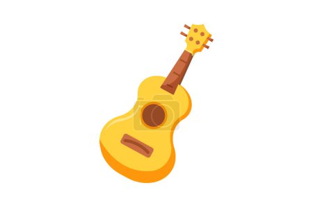 Téléchargez les illustrations : Instrument de musique guitare Design autocollant plat - en licence libre de droit