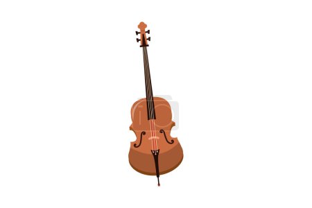 Téléchargez les illustrations : Instrument de musique pour violoncelle Design autocollant plat - en licence libre de droit