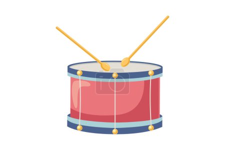 Téléchargez les illustrations : Tambour Instrument de musique Design autocollant plat - en licence libre de droit