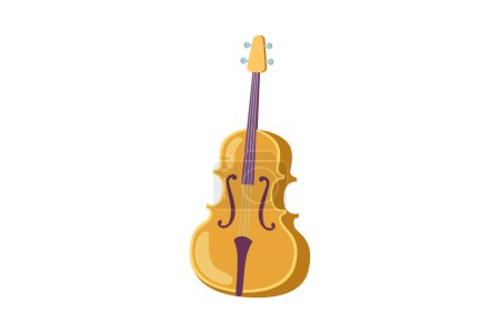 Illustration for Cello Musical Instrument Flat Sticker Design - Royalty Free Image
