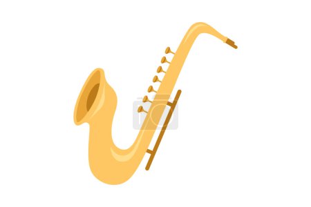 Téléchargez les illustrations : Sticker plat instrument de musique Saxophone Design - en licence libre de droit
