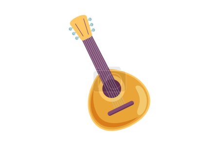 Illustration for Lute Musical Instrument Flat Sticker Design - Royalty Free Image